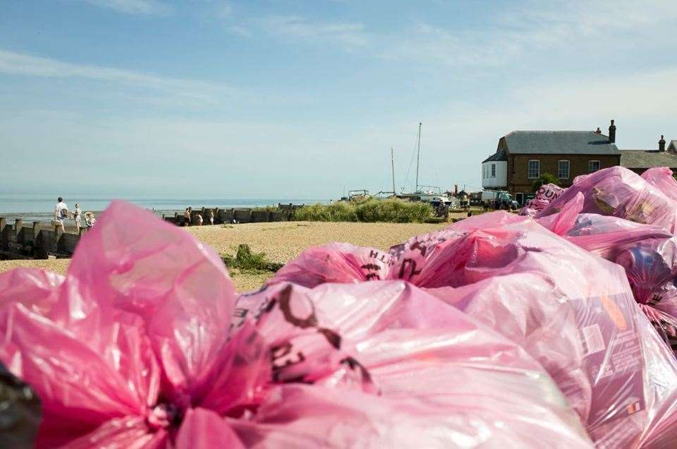 Bagged up litter by waste collectors and locals Photo: Tim Stubbings