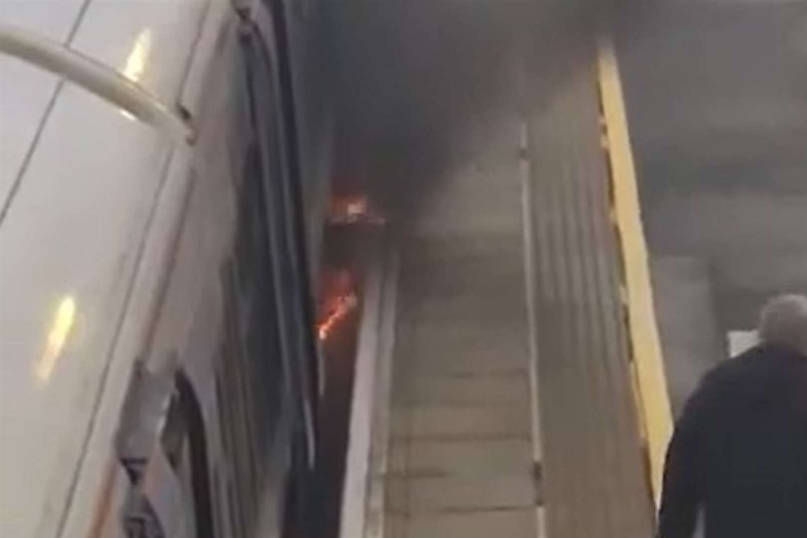 The train fire at West Malling railway station. Picture: Alex Baker