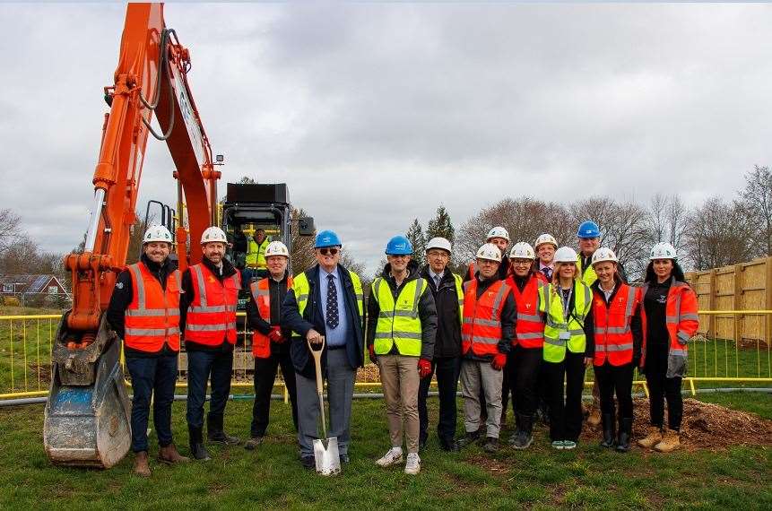 Members of the Willmott Dixon team with Cllr Howard Doe at the ground-breaking ceremony. Picture: Medway Council