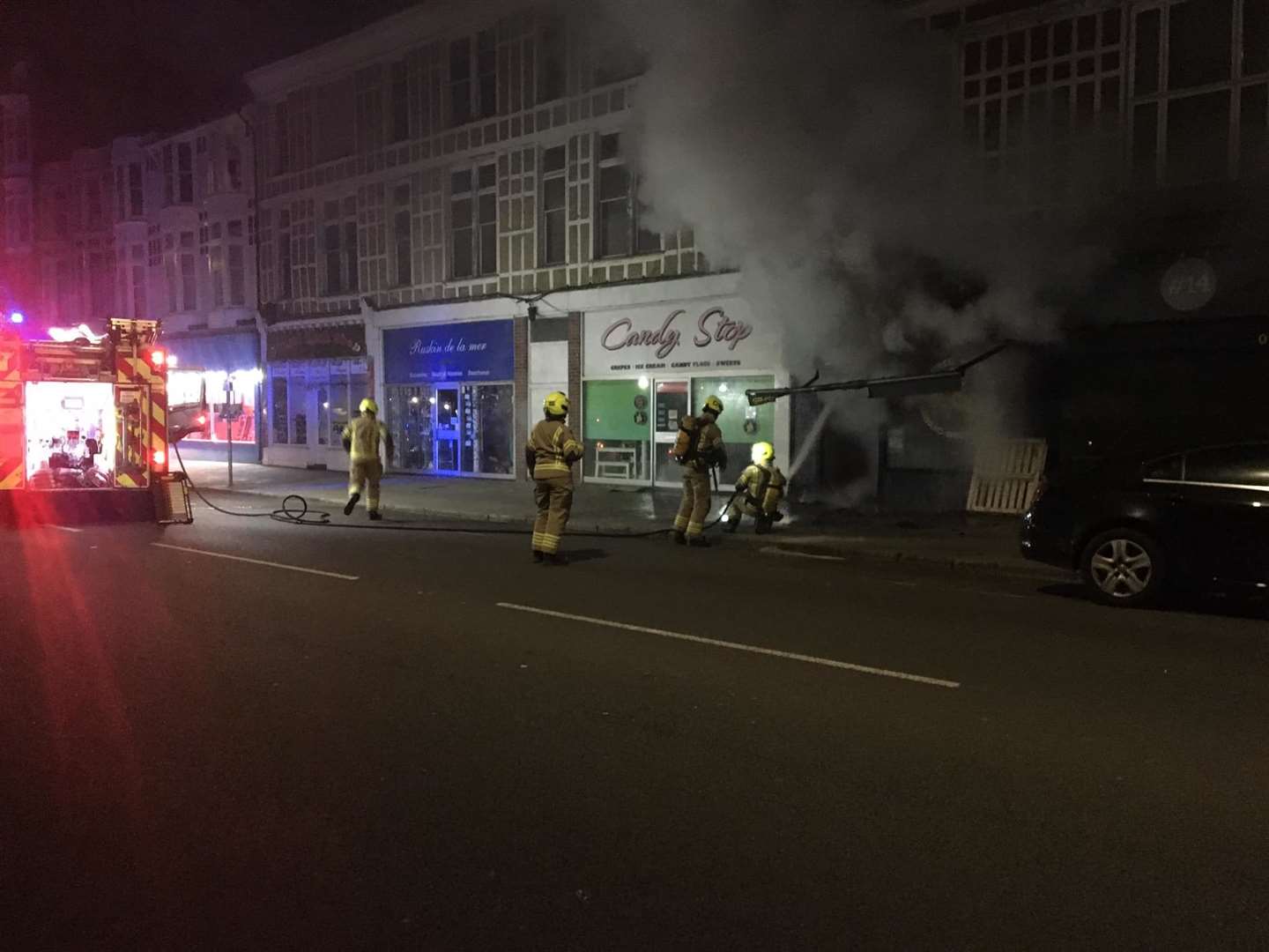 The fire at GB Pizza Co in Margate. Picture: Sam Castle