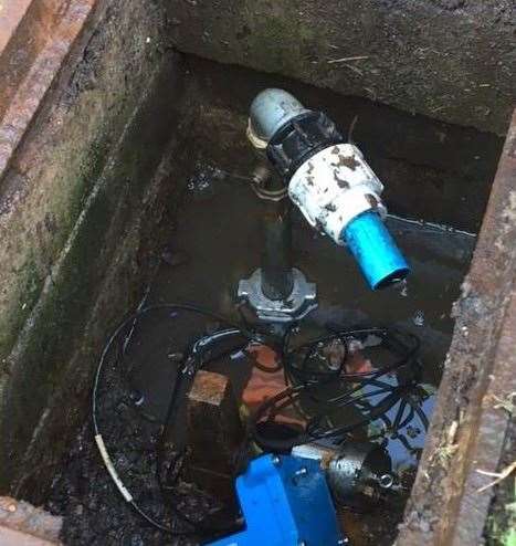The unauthorised standpipe connection on a fire hydrant. Photo: Thames Water