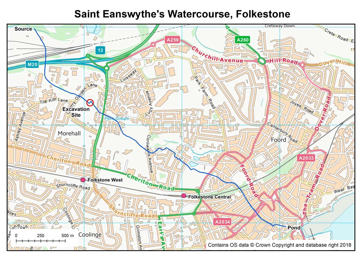 Finding Eanswythe - watercourse map (5137067)