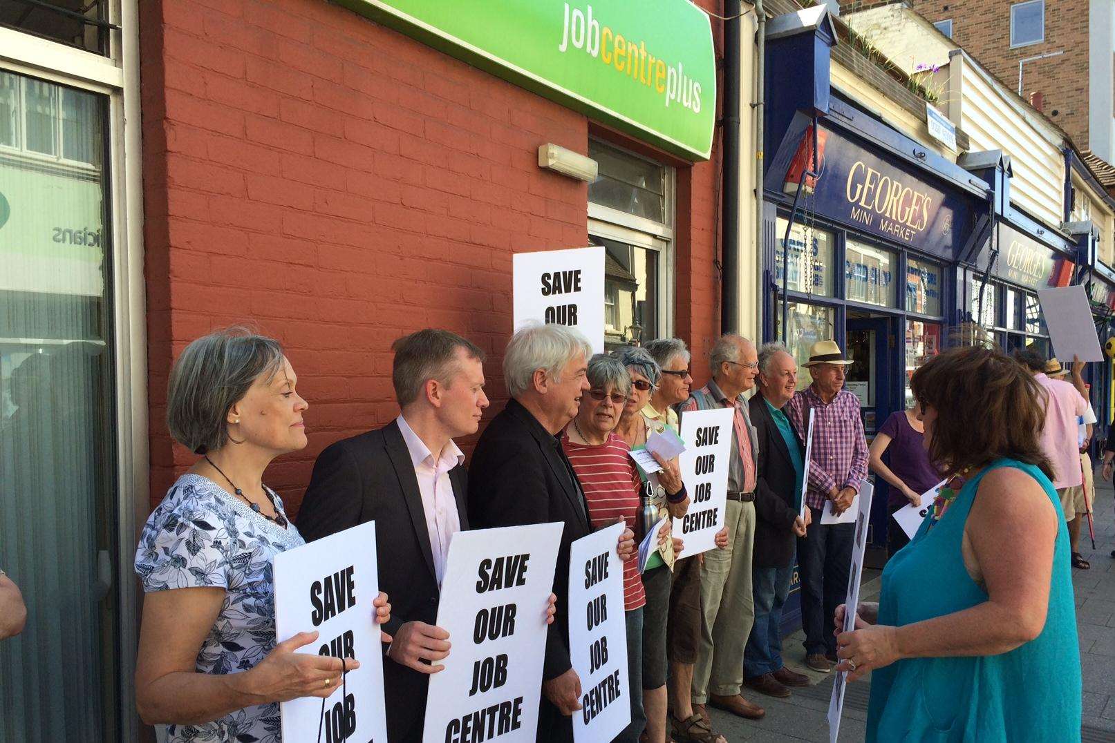 The protest was held outside the High Street office