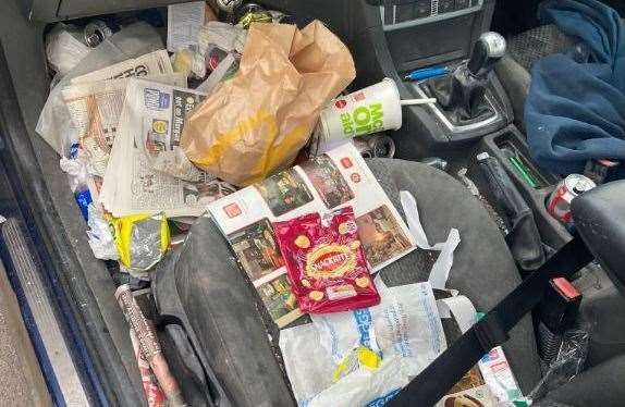 The inside of the vehicle police seized yesterday morning. Picture: Twitter/@KentPoliceRoads