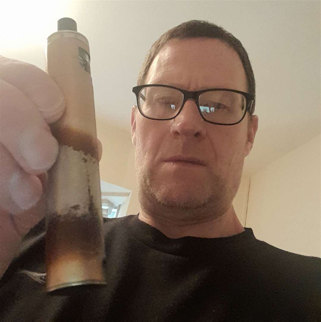 Alan Martin is warning others after an electric vape flared up in his hands