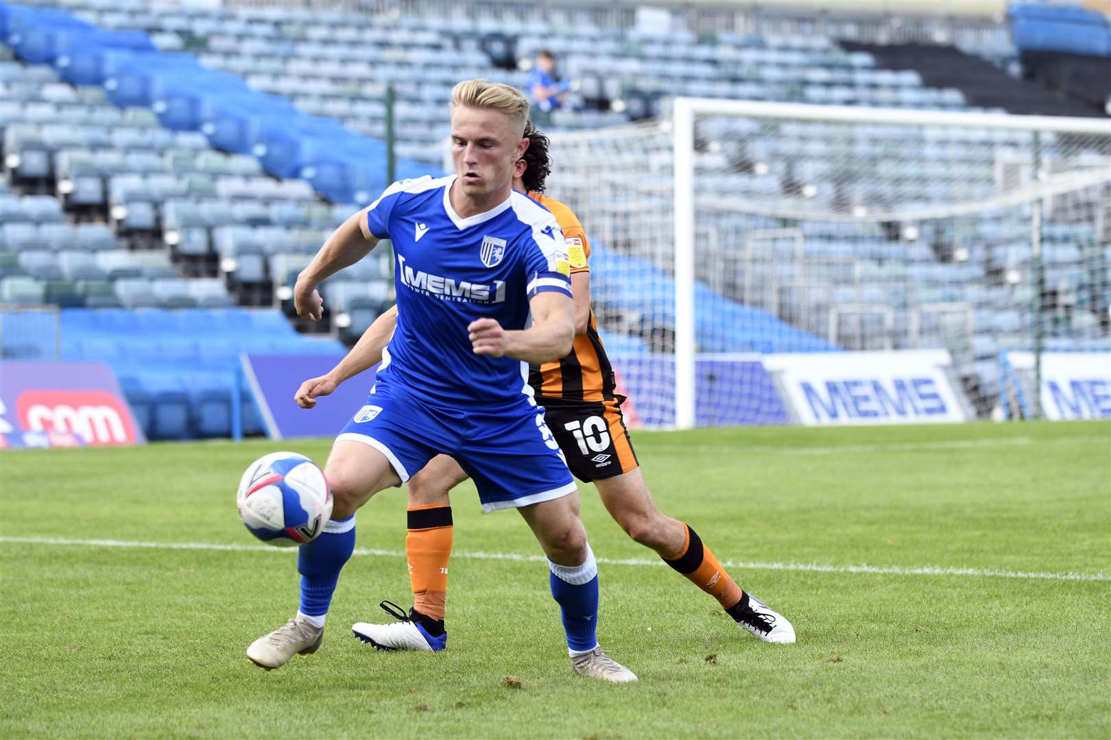 Kyle Dempsey on the ball for Gillingham against Hull City Picture: Barry Goodwin