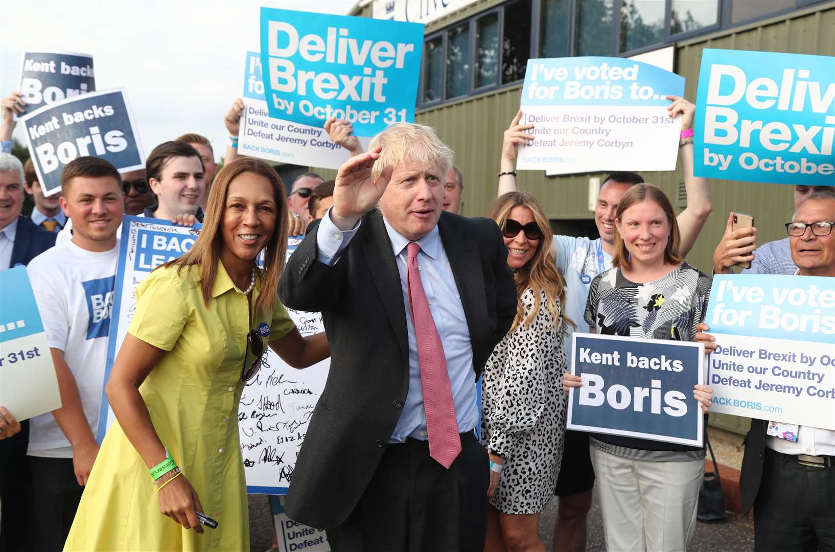 Conservative Party leadership candidate Boris Johnson arriving with Maidstone and The Weald MP Helen Grant (left) for the Tory leadership in Maidstone. Picture: PA WIRE