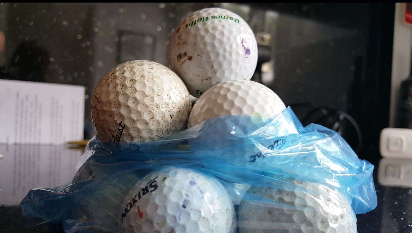 Some of the golf balls collected from the attacks