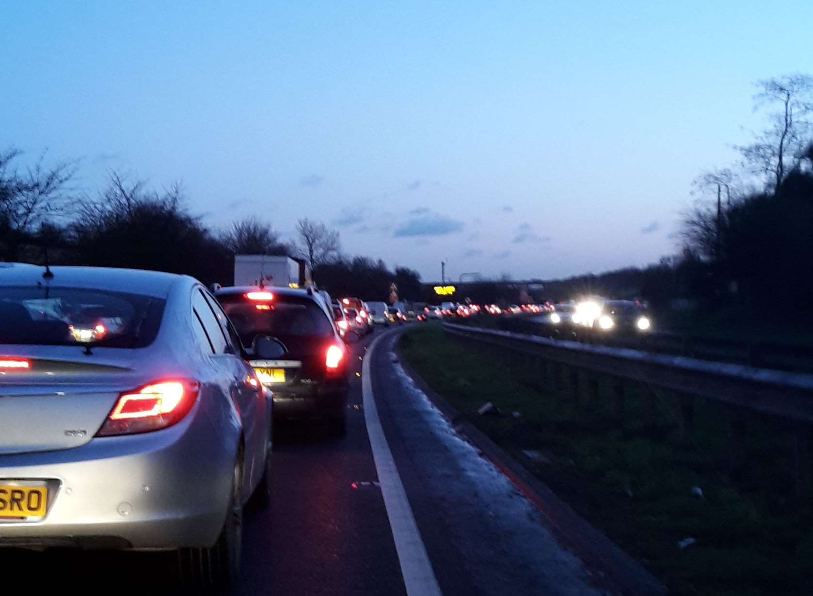 The queue on the Sheppey-bound A249 this morning at Stockbury