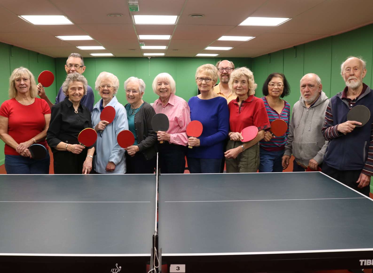 Pam Butcher (middle) with members of Meopham Table Tennis Club