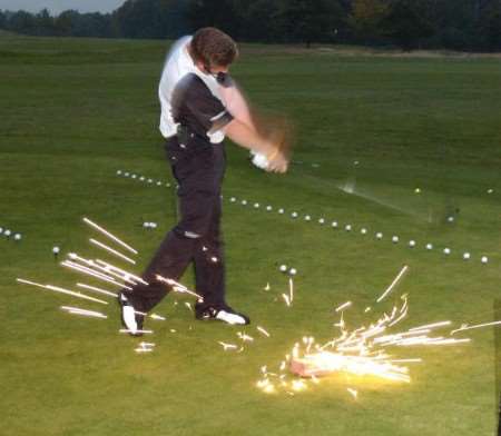 Paul Barrington, alias 'The Striker' one of the leading golf trickshot players in the world