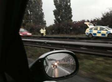 The scene of the accident on the M2 near the Stockbury roundabout