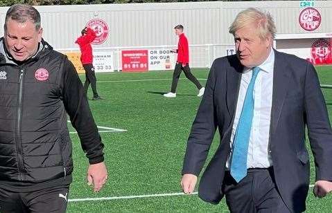 Boris Johnson with Chatham Town chairman Kevin Hake