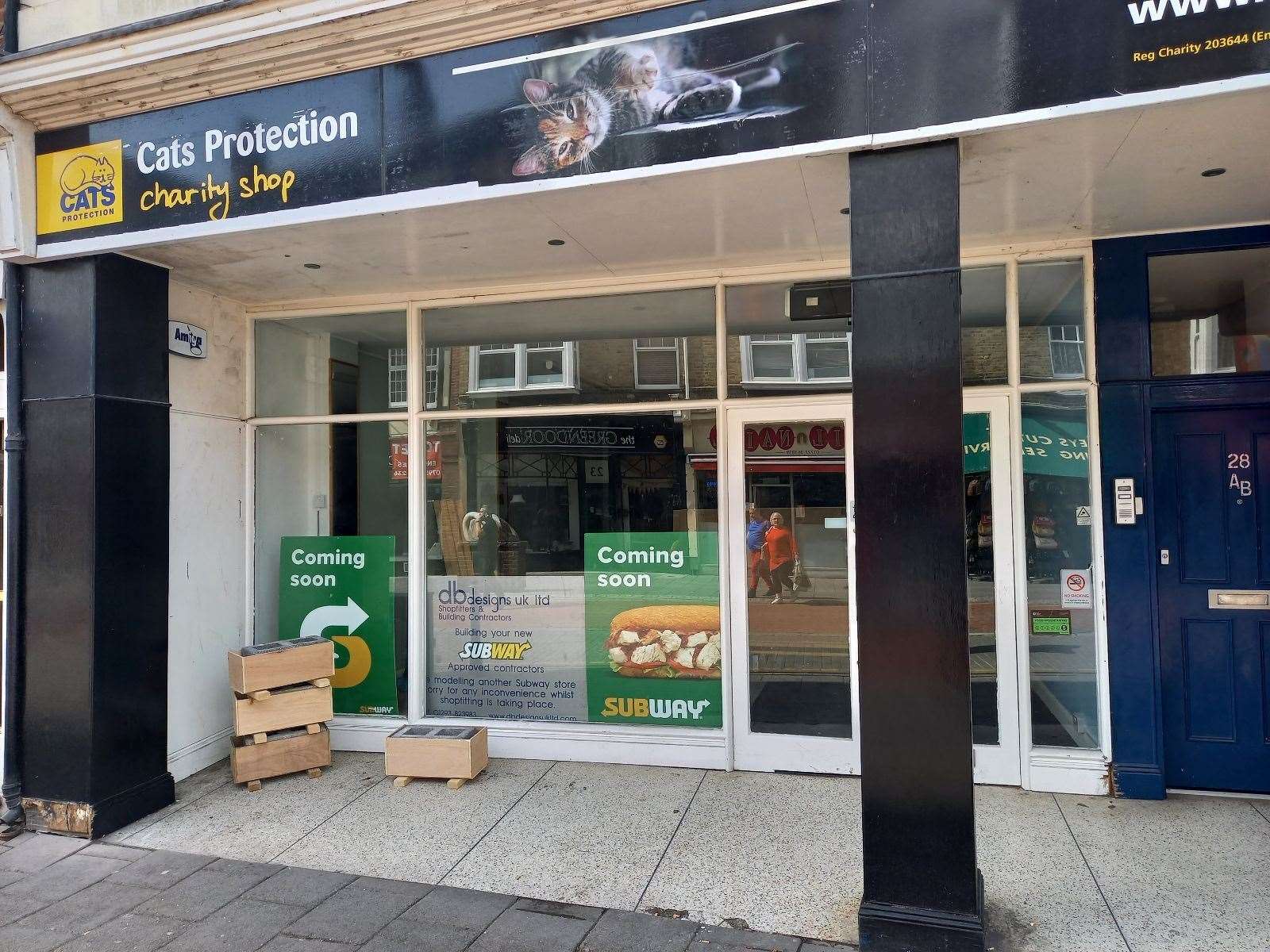 Signs saying a Subway is "coming soon" to Herne Bay have been placed in the William Street shopfront today