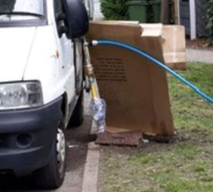 The standpipe being used illegally on a fire hydrant in Kent Photo: Thames Water