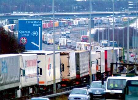 There is no end in sight to the Operation Stack nightmare. This picture, taken on Tuesday, shows the extent of the queues. Picture: GARY BROWNE