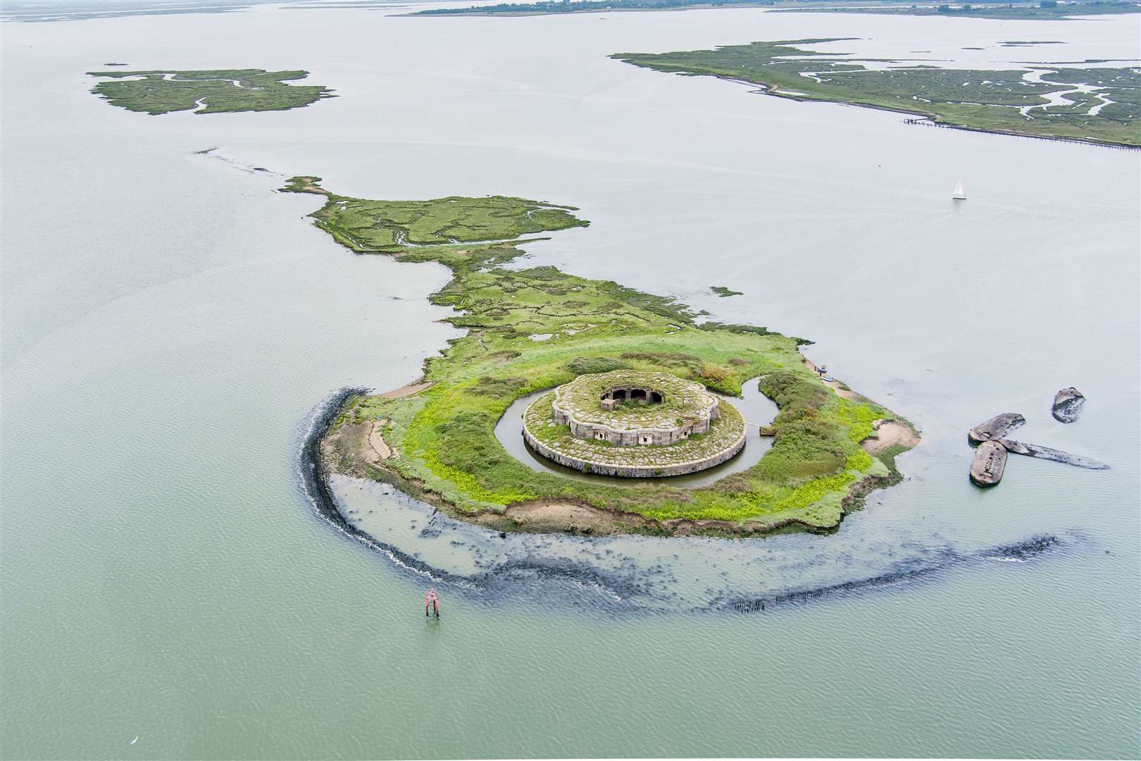 Fort Darnet in the estuary of the River Medway captured by Medway drone pilot Geoff Watkins. Picture: Aerial Imaging South East