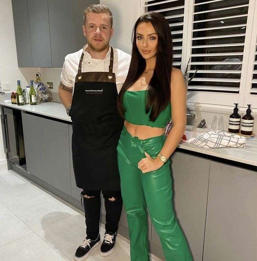Brad pictured with Love Island star Kady McDermott. Picture: @yourprivatechefs