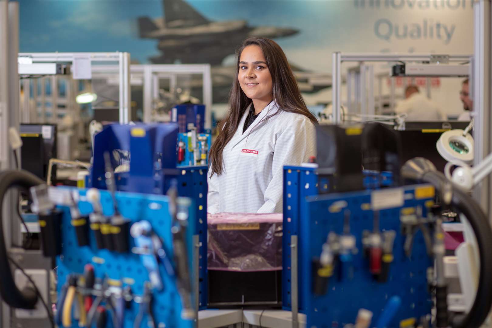 Billie Sequeira, 21, has been named one of Europes top 100 most influential women in engineering for her work at BAE Systems, in Marconi Way, Rochester. Pic: David Baird (19880518)