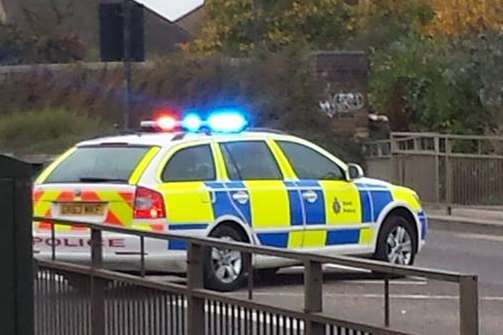 A police car blocking off the road (photo supplied by Clare McHugh)
