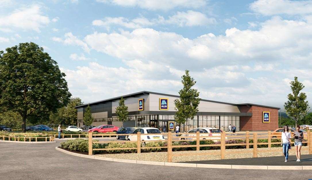 A CGI of the planned Aldi at Waterbrook Park; the store is planned for land off Waterbrook Avenue
