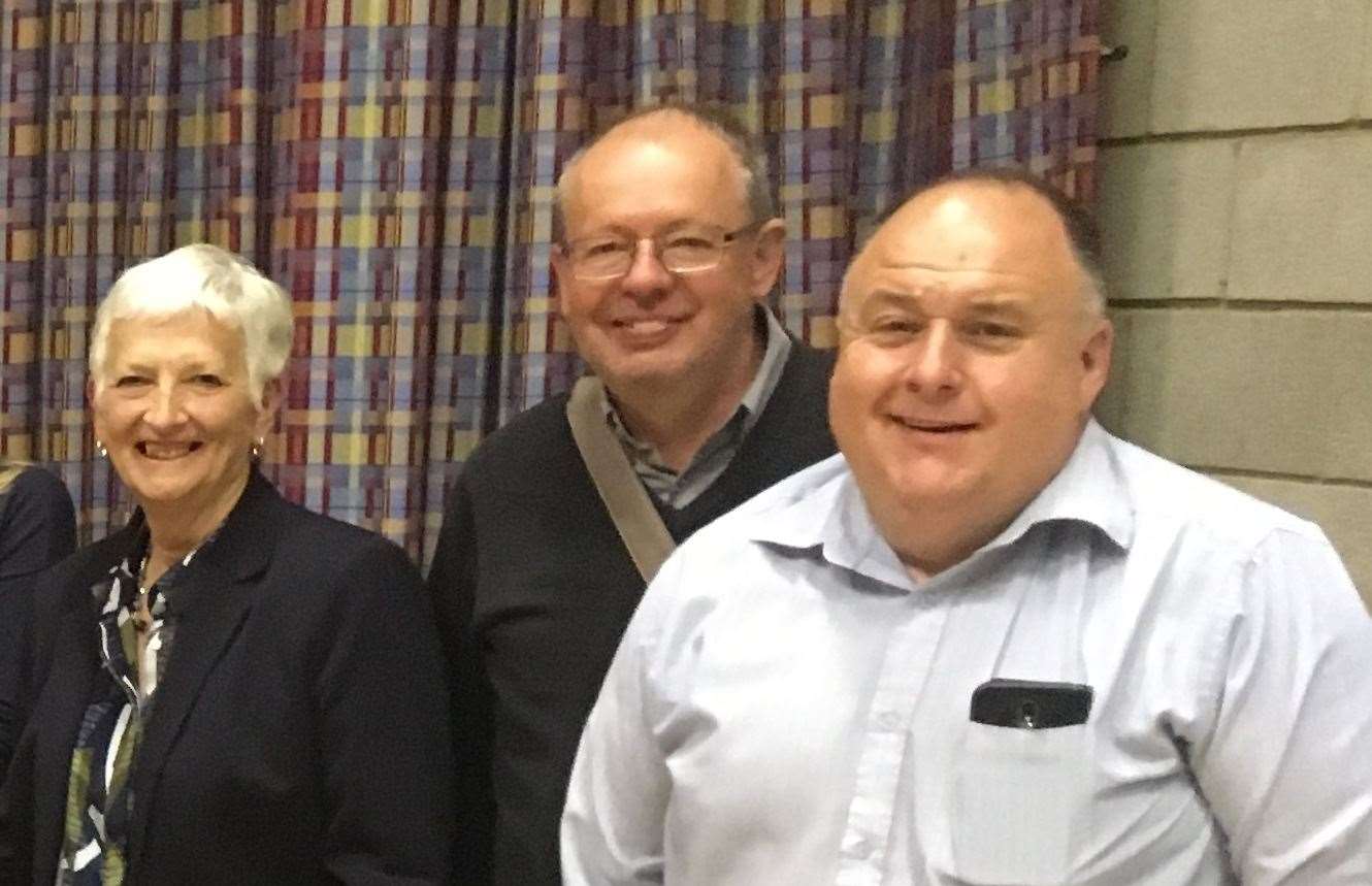 A recent picture of Cllr Bannister with present district Labour group leader Kevin Mills and Labour Cllr Pam Brivio. Picture: Dover and Deal Labour Party.