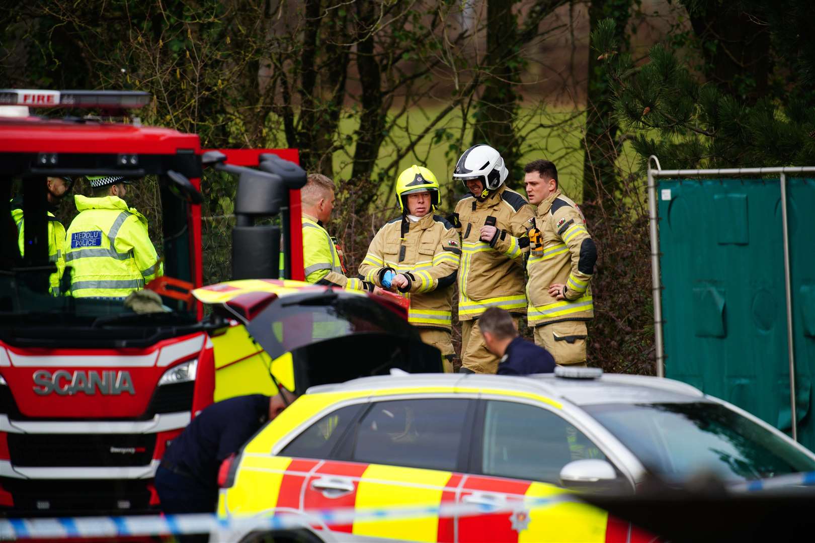 Emergency services at the scene in the St Mellons (PA)