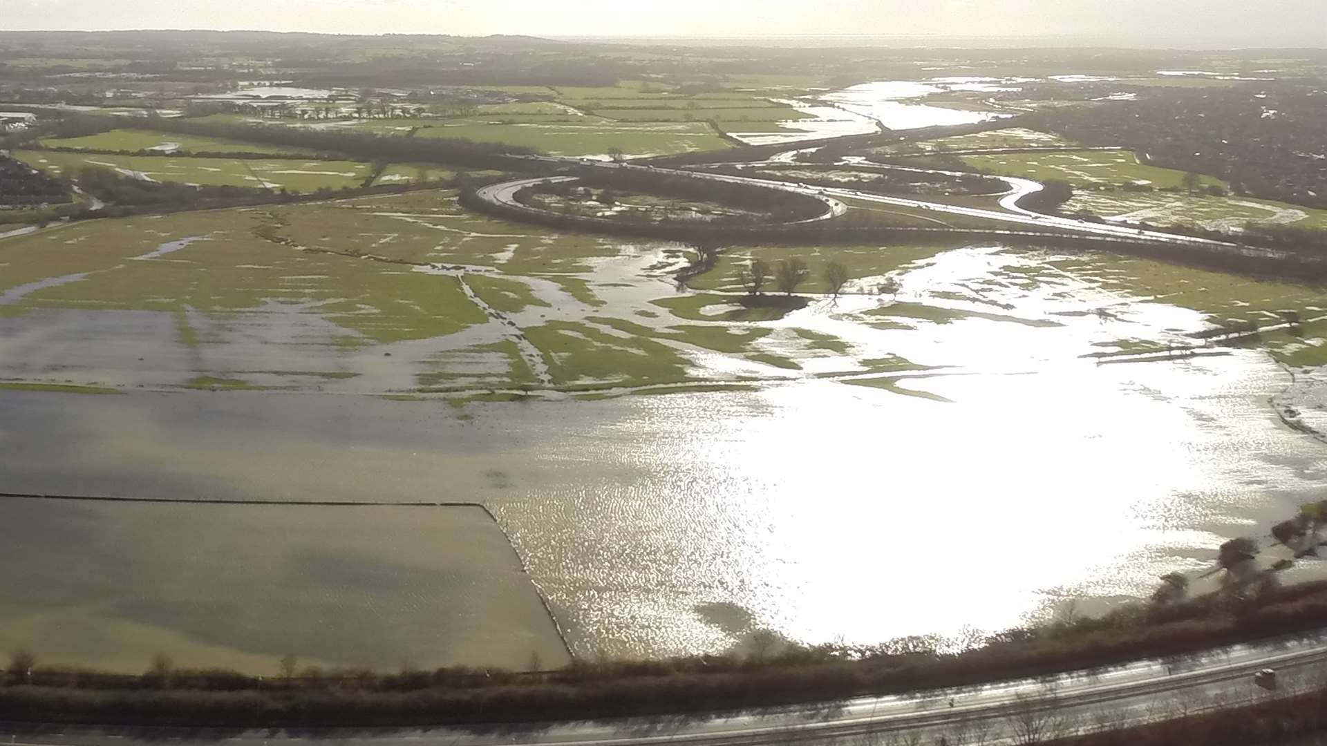 Ashford becomes a lake. Aerial picture: Dean/Morse Systems