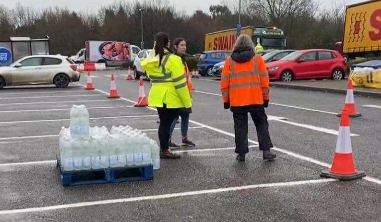 Residents were being handed out water at the Tesco car park in Pembury Road, Tunbridge Wells