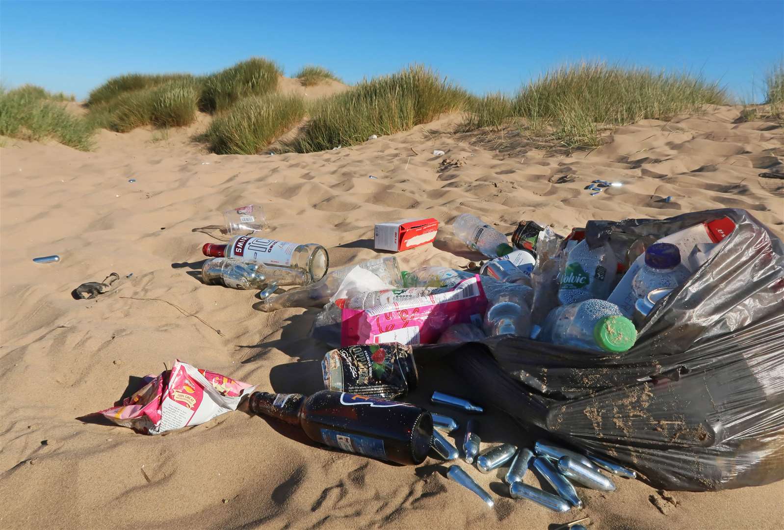 The National Trust has said there has been an increase in litter left behind in lockdown, like this on the Formby Beach sand dunes in Merseyside Picture: National Trust Images