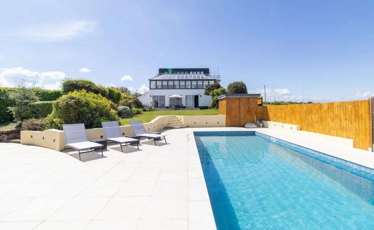 This Broadstairs property is just steps away from the beach – but who needs the sea when you’ve got your very own pool? Picture: Miles and Barr