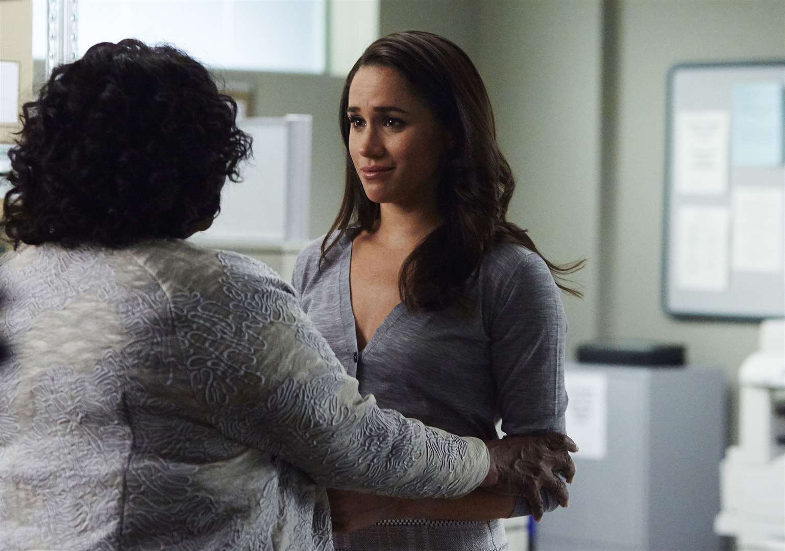 Meghan in character as Rachel Zane from the popular legal drama Suits (Shane Mahood/USA Network/PA)