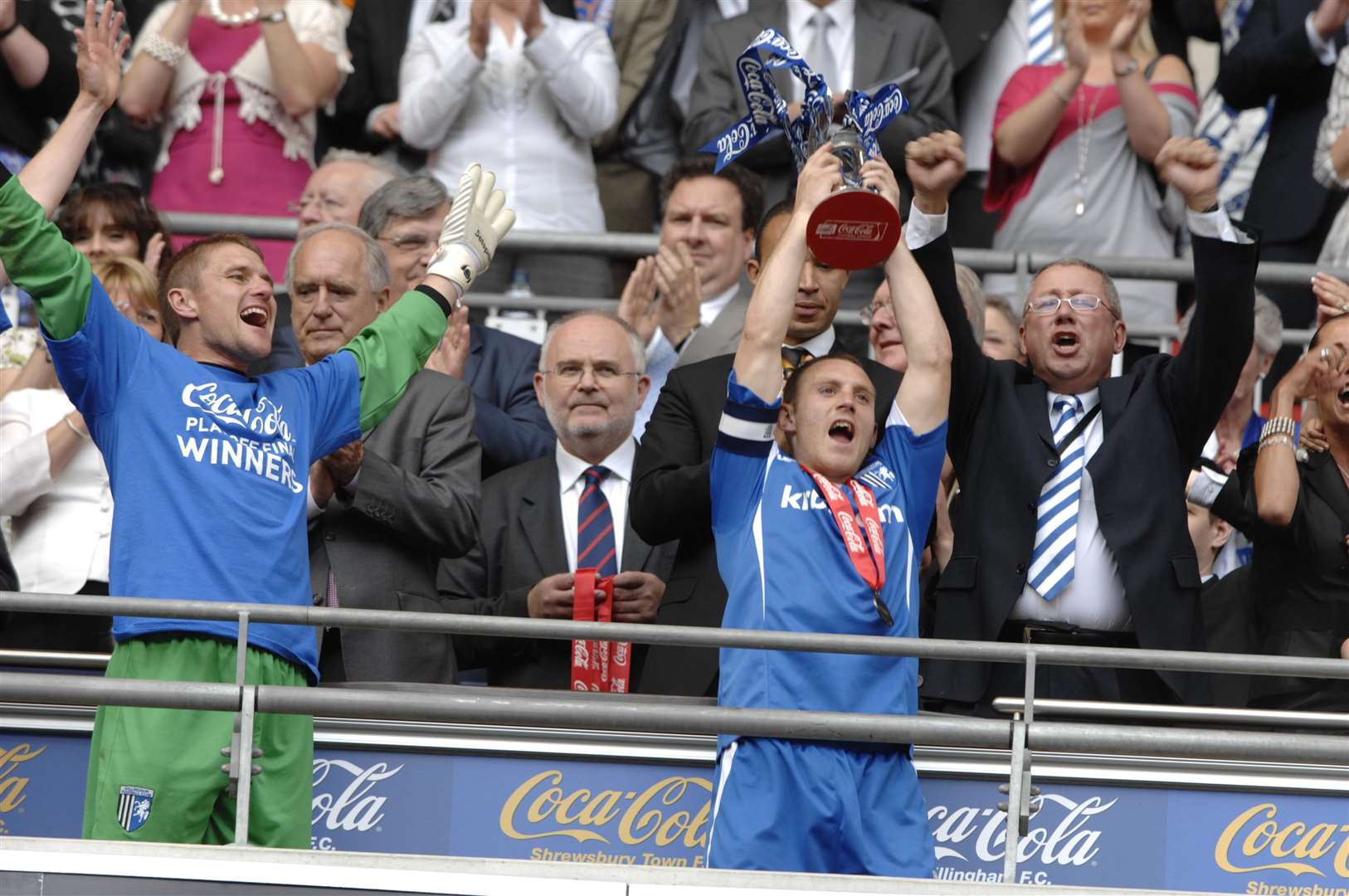 Barry Fuller lifts the League 2 trophy at Wembley for Gillingham in 2009 Picture: Matthew Walker