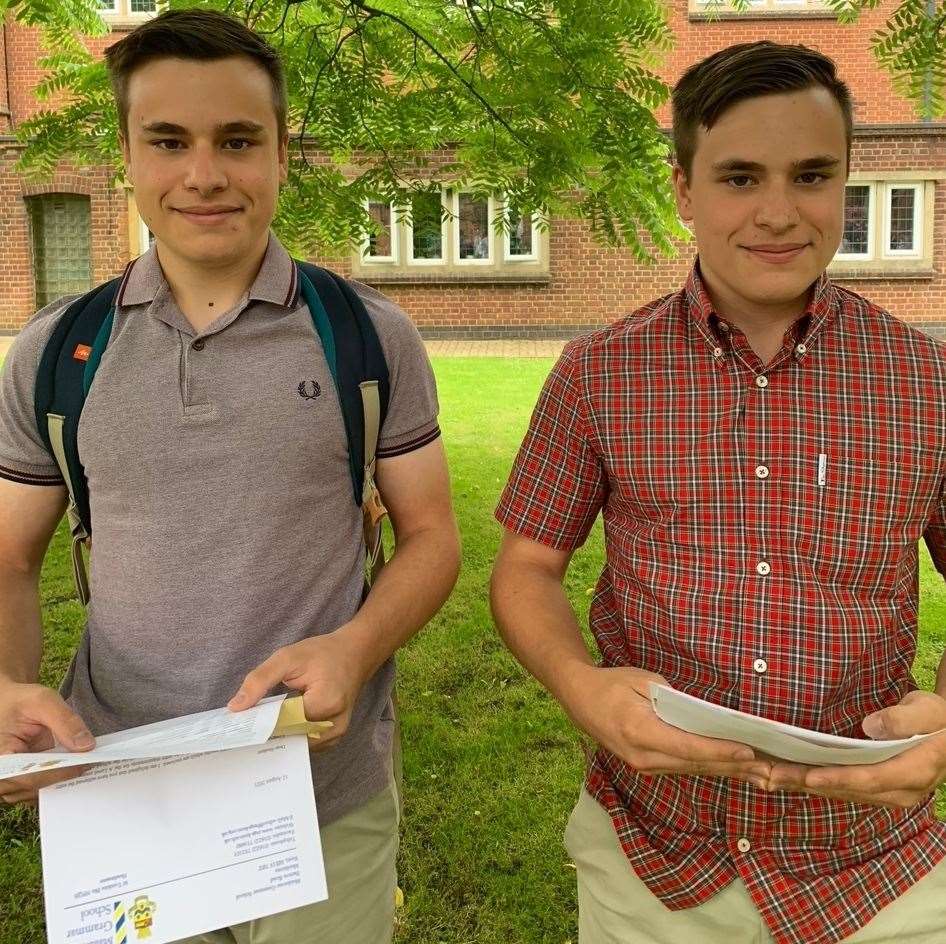 At Maidstone Grammar School, twins Jack and Thomas Whentringhame were both pleased with their results. Jack achieved nine grade 9s, two grade 8s and one grade 6, while Thomas took eight grade 9s, two grade 8s, one grade 7 and one grade 6