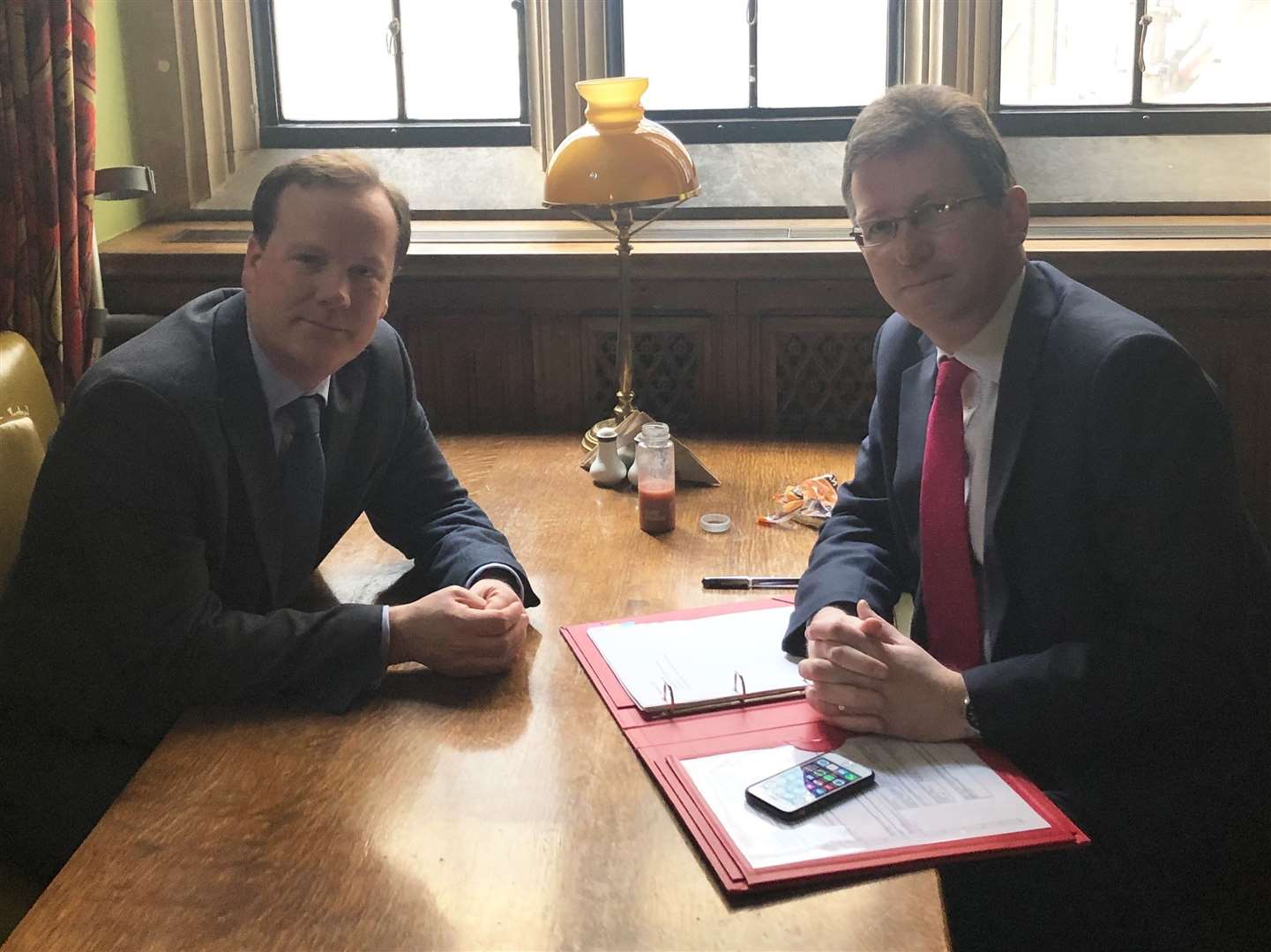 MP Charlie Elphicke with culture secretary Jeremy Wright
