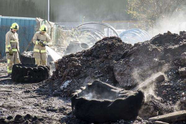 Firefighters on the scene at Detling. Picture: Kent Fire and Rescue