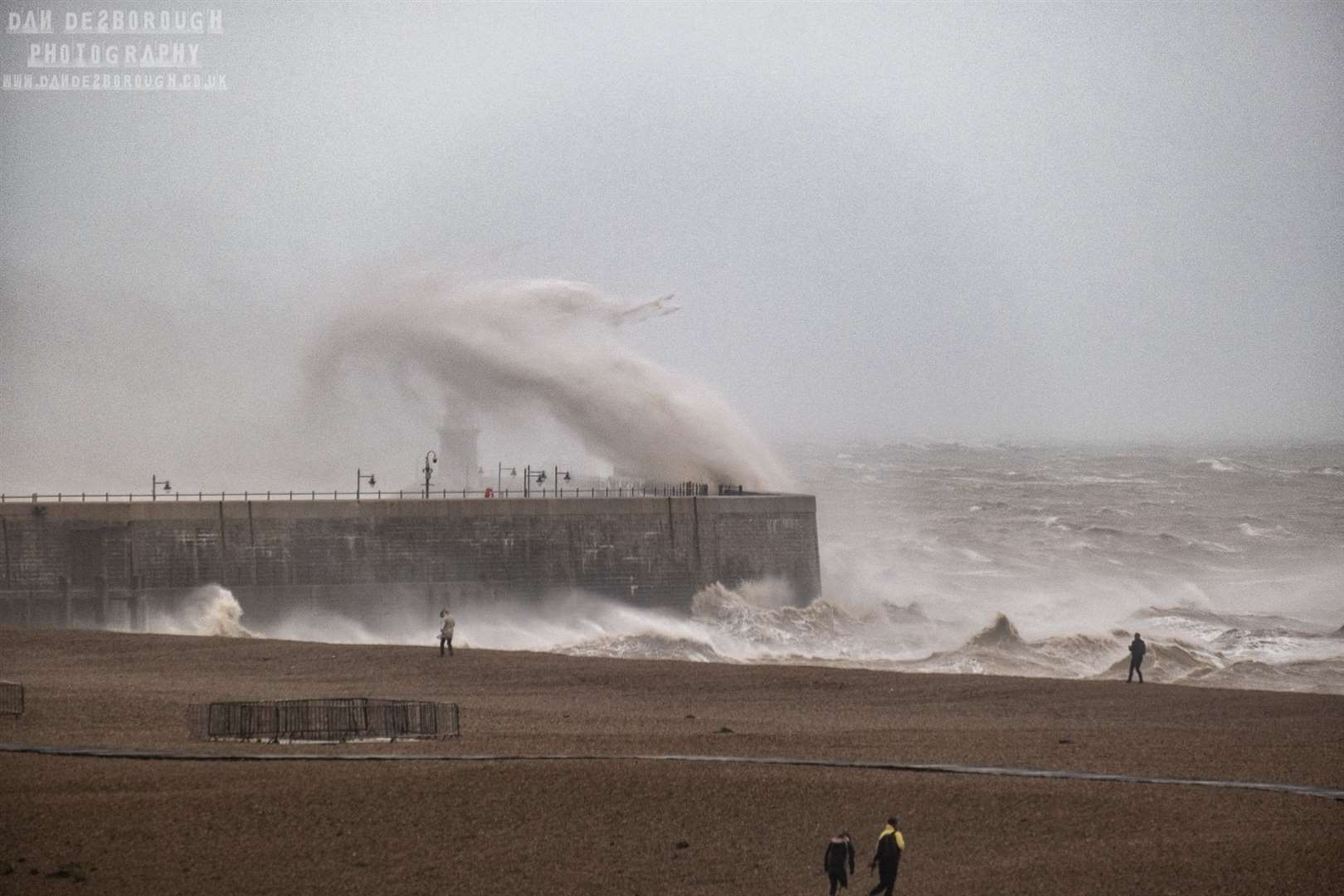The waves are hammering Folkestone's Harbour Arm. Picture: Dan Desborough Photography