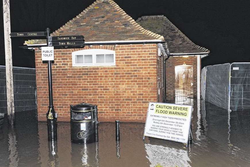 Public toilets are flooded by the tidal surge in Sandwich. Picture: Tony Flashman