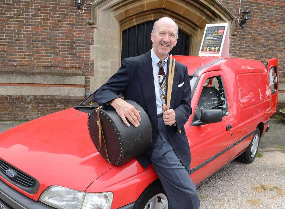Renowned jazz drummer Rod Brown from Lympne with his trusty Ford Escort van