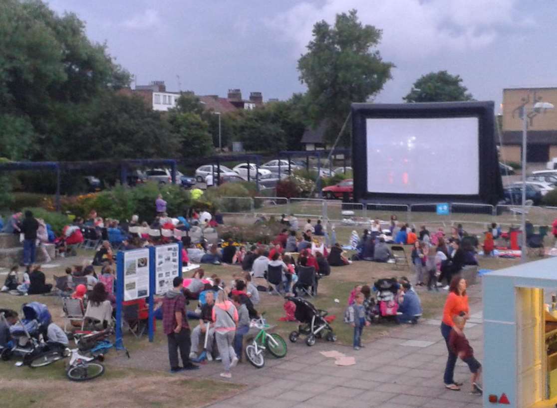 Crowds gather for the final screening of the SEAL's outdoor film festival