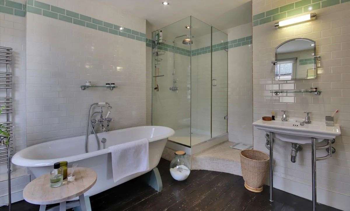 The en-suite bathroom off the master bedroom has a free-standing bath. Picture: Knight Frank