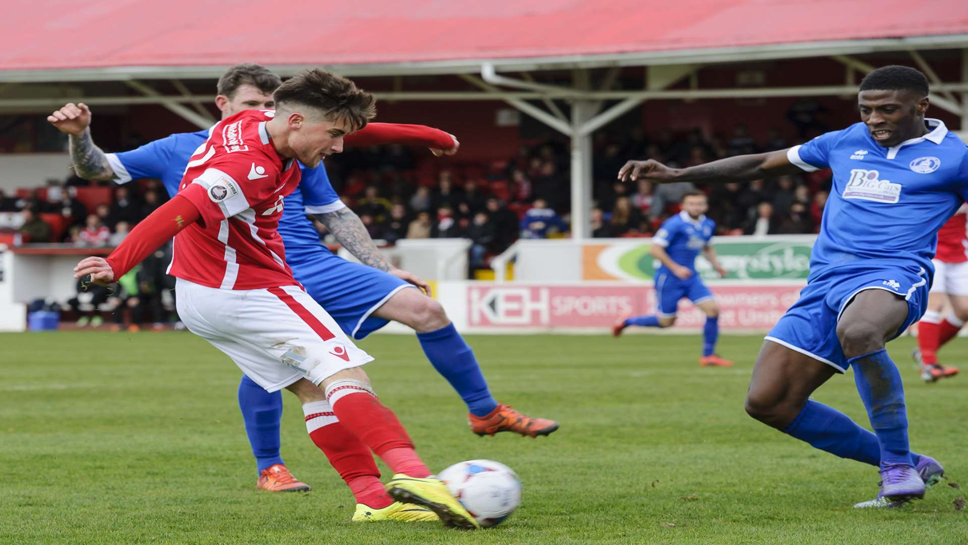 Sean Shields scores for Ebbsfleet against Chelmsford Picture: Andy Payton