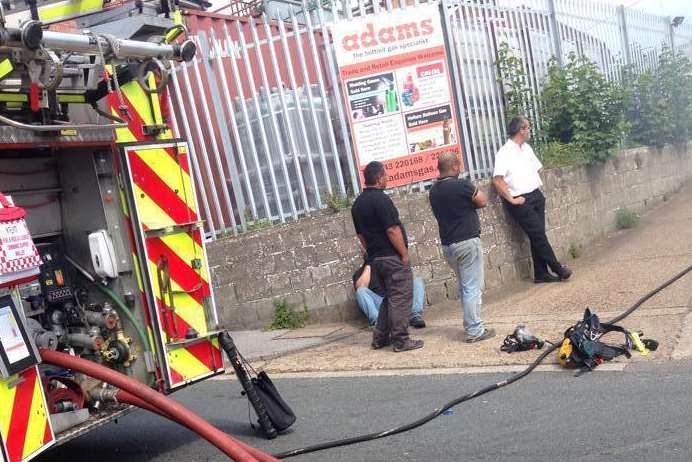 Firefighters at the scene of the fatal gas explosion. Picture: @WilSanderson.
