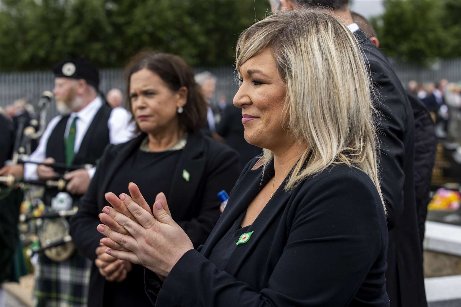 The then deputy First Minister Michelle O’Neill during the funeral of Bobby Storey (Liam McBurney/PA)