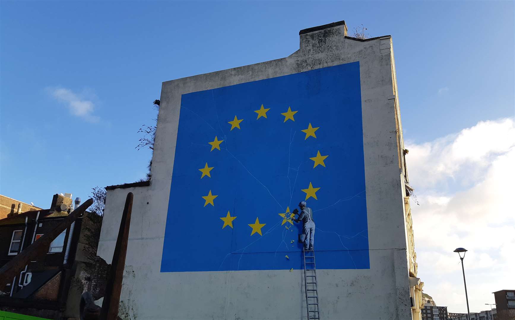 The Banksy Brexit mural in Bench Street, which was up from 2017 to 2019