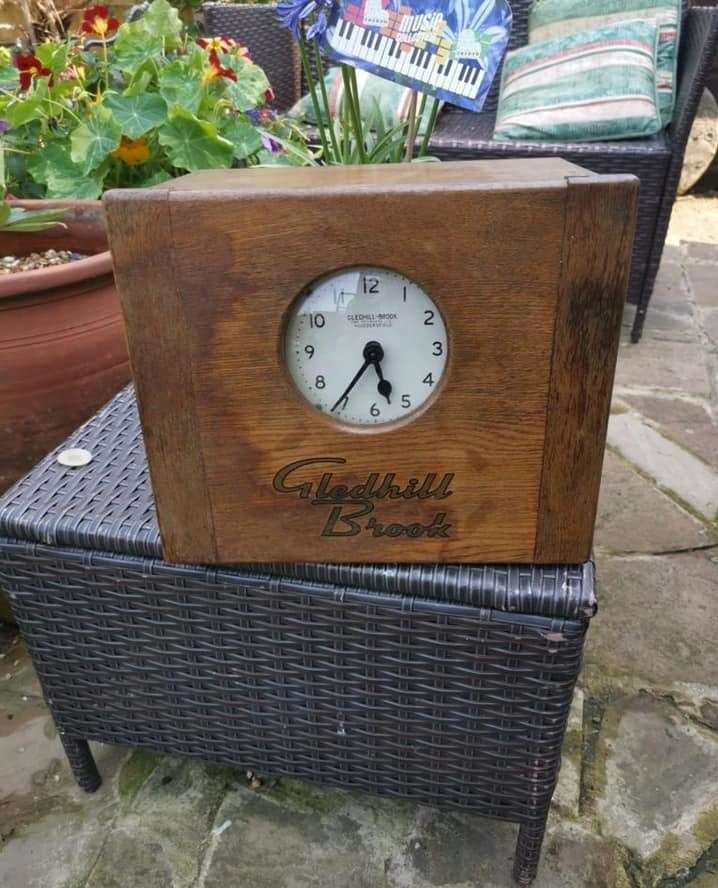 One of the antique clocking-in machines stolen from a container during a break-in at Stones Garden Centre n Halfway Road, Sheerness