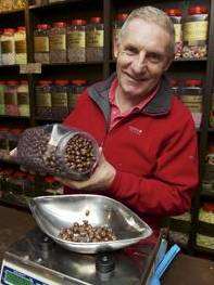 John Baldock runs the UK's first-ever vegetarian sweet shop, Sweet Expectations, in High Street, Rochester