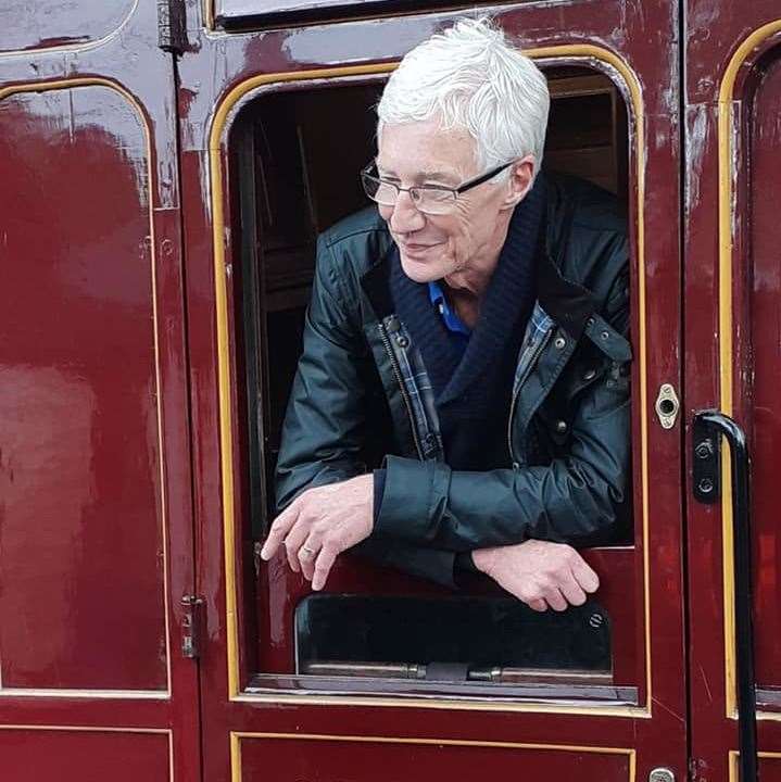 The TV presenter made a day of it as he got to grips with the heritage railway. Picture: The Kent & East Sussex Railway