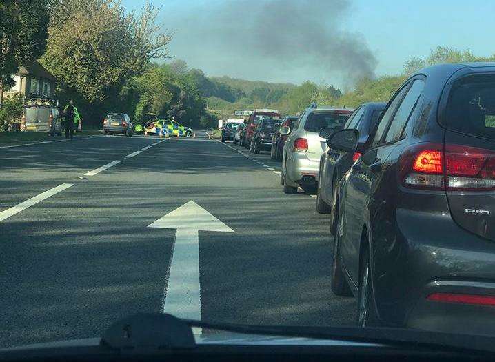 Smoke rising from the A249 fire. Picture: Tori Russon