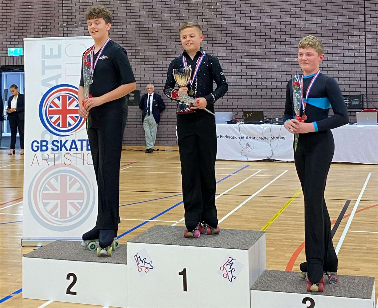 Leo Whiten (left) placed 2nd in the men's solo dance Hope.  Image: Medway Roller Dance